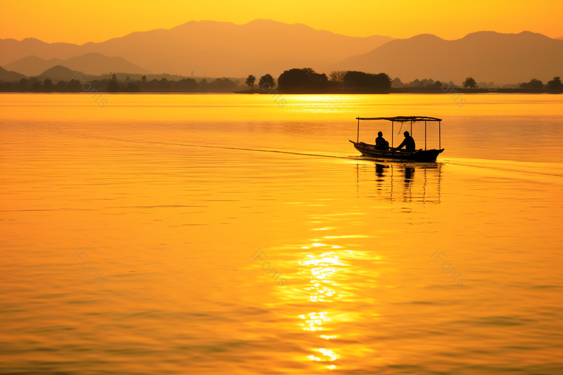 唯美意境金色的夕阳洒满湖面美景摄影图,高清,摄影图,摄影图片,图片大全,摄影图免费下载